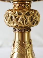 Solid silver gilt antique French Romanesque Chalice.